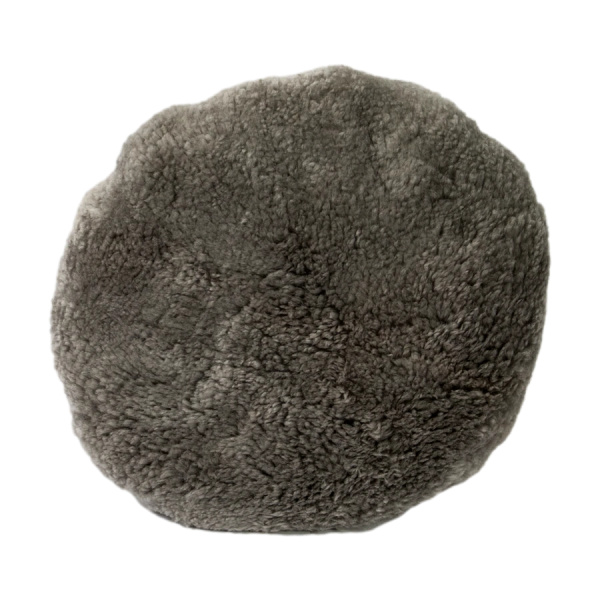 Grey Short Pile Sheepskin Cushion Round