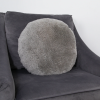 Grey Short Pile Sheepskin Cushion Round