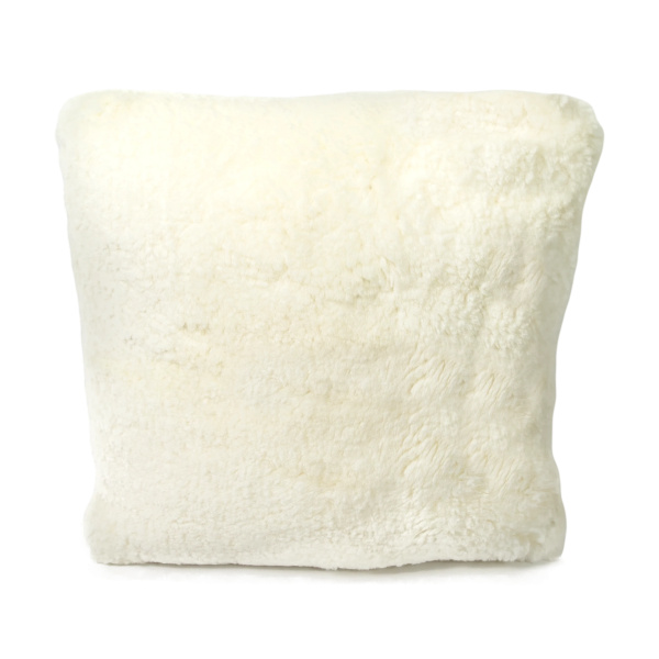 Ivory Short Pile Sheepskin Cushion Square