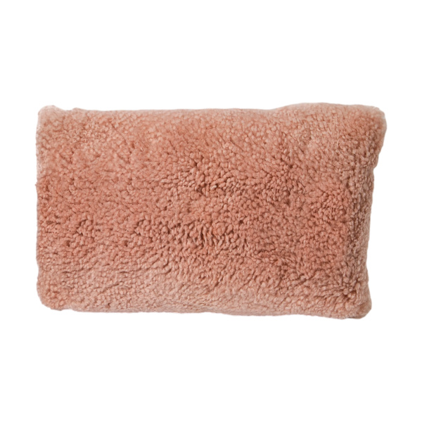 Pink Short Pile Sheepskin Cushion Long