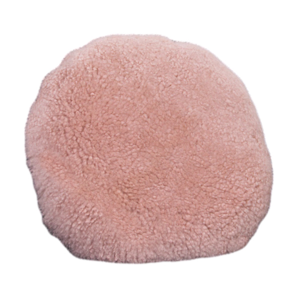 Pink Short Pile Sheepskin Cushion Round