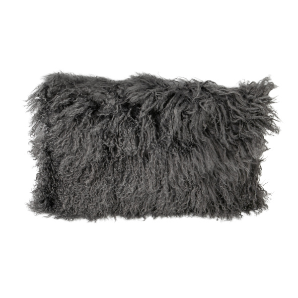 Grey Curly Sheepskin Cushion Long