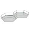 Silver Hexagon Set of Two Trays