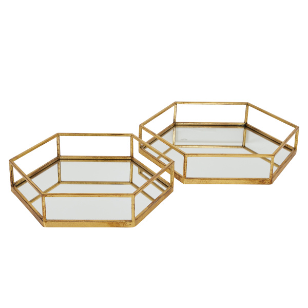 Gold Hexagon Set of Two Trays