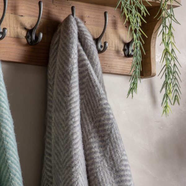 Herringbone Wool Throw Grey