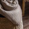 Herringbone Wool Throw Taupe