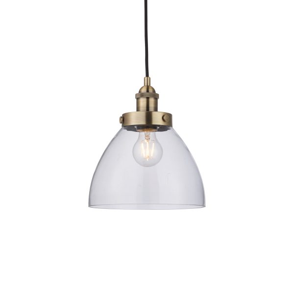 Harper Antique Brass and Glass Pendant Light