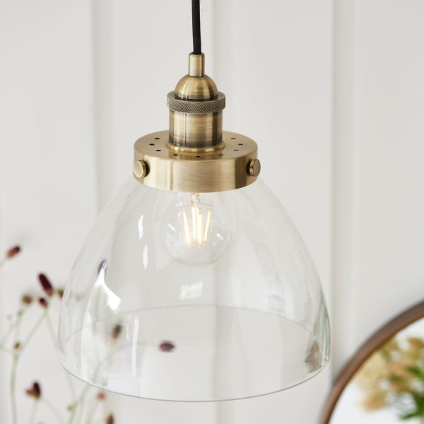 Harper Antique Brass and Glass Pendant Light