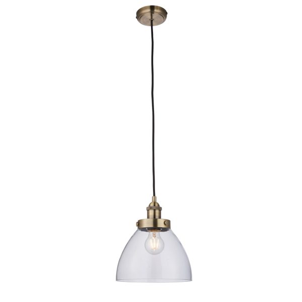 Harper Antique Brass and Glass Pendant Light