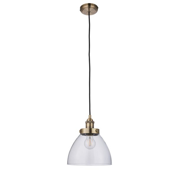 Harper Antique Brass and Glass Pendant Light