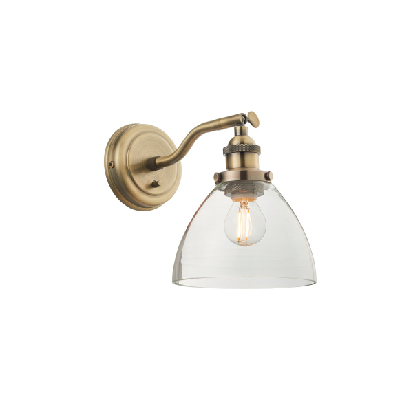 Harper Antique Brass and Glass Wall Light