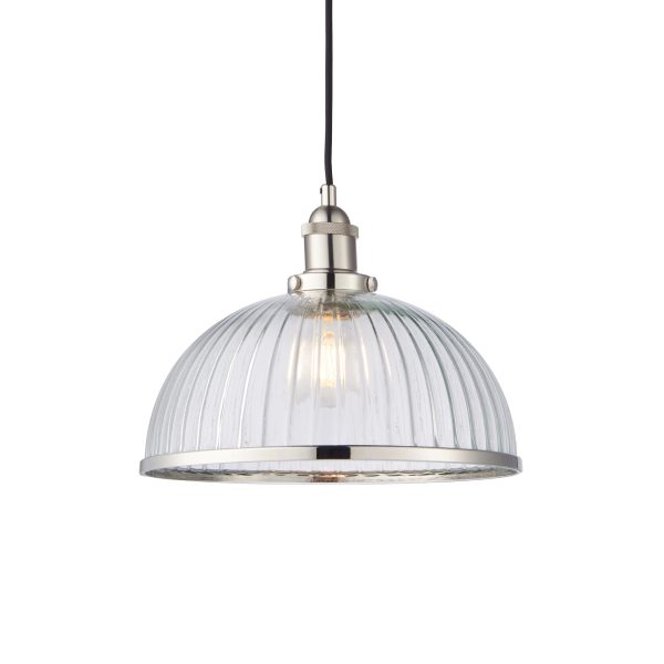 Harper Bright Nickel and Glass Pendant Light