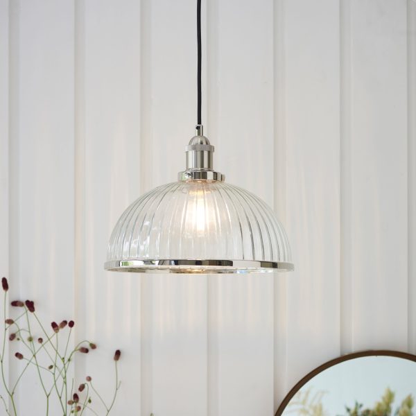 Harper Bright Nickel and Glass Pendant Light