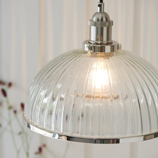 Harper Bright Nickel and Glass Pendant Light