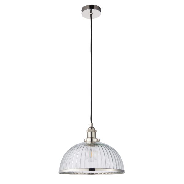 Harper Bright Nickel and Glass Pendant Light