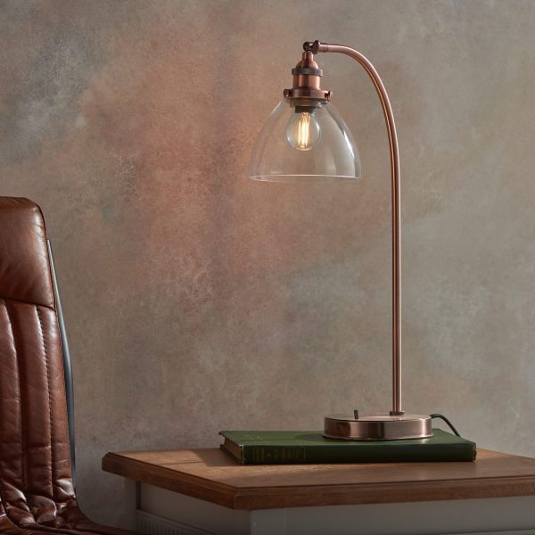 Harper Aged Copper and Glass Table Lamp