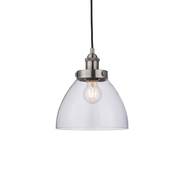 Harper Brushed Silver and Glass Pendant Light