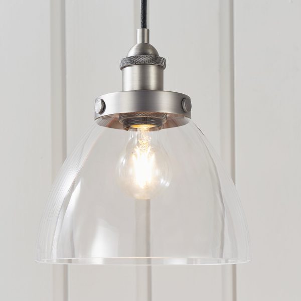 Harper Brushed Silver and Glass Pendant Light