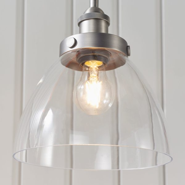 Harper Brushed Silver and Glass Pendant Light