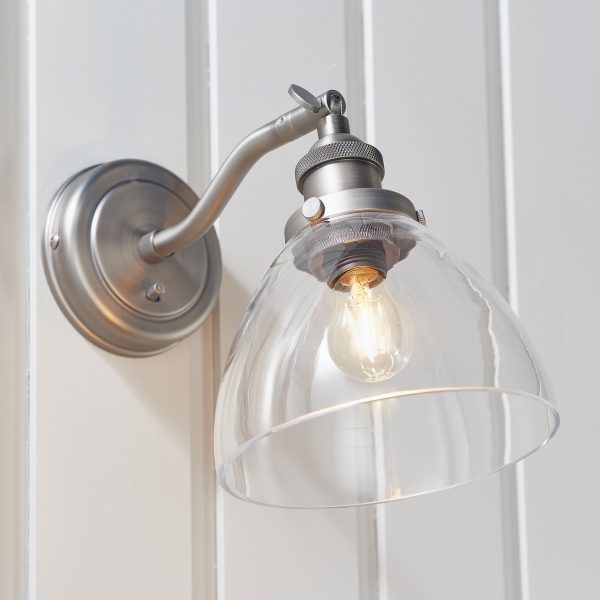 Harper Brushed Silver and Glass Wall Light