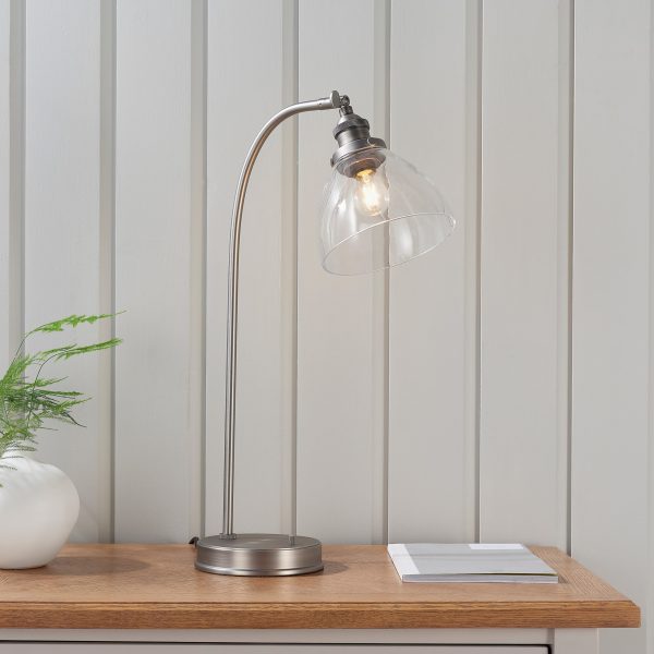 Harper Brushed Silver and Glass Table Lamp
