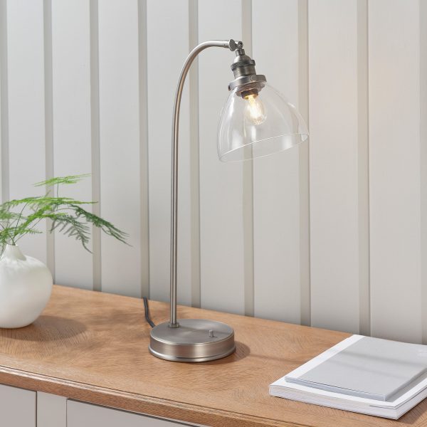Harper Brushed Silver and Glass Table Lamp