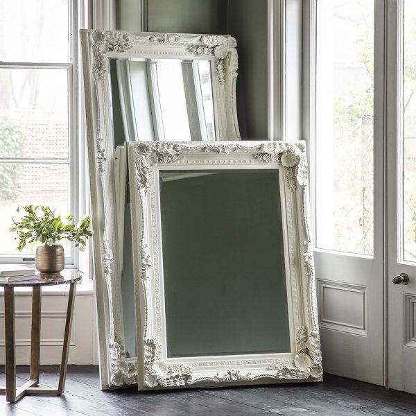 Carved Louisa Leaner Mirror Cream