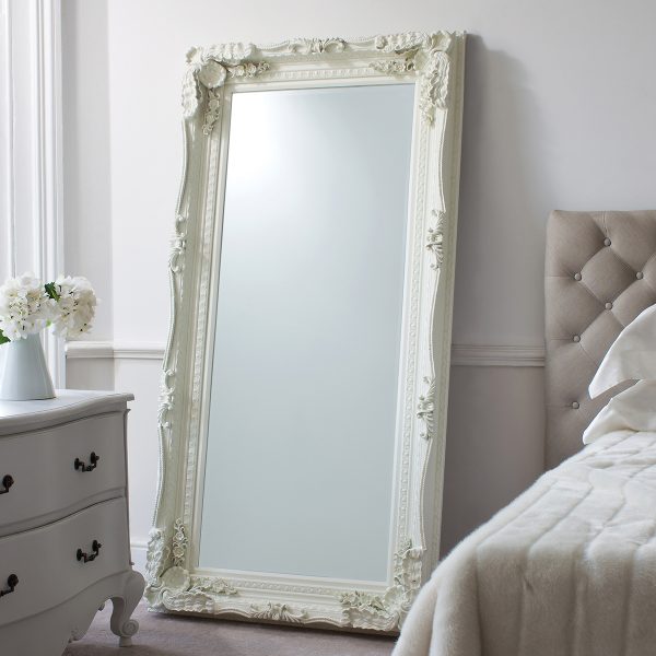 Carved Louisa Leaner Mirror Cream