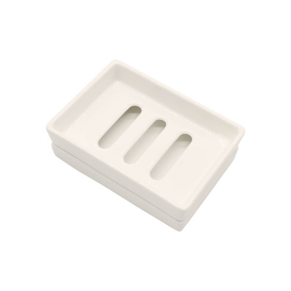 Double Layer Ceramic Soap Dish Off-White