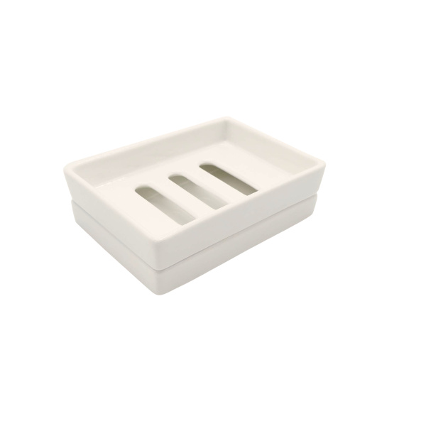 Double Layer Ceramic Soap Dish Off-White