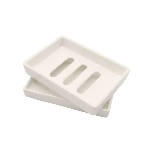 Double Layer Ceramic Soap Dish Off-White