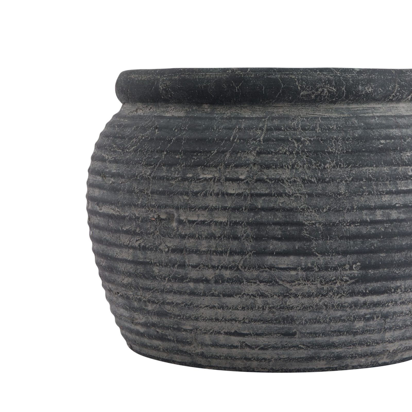 23300-b Amalfi Grey Rimmed Plant Pot