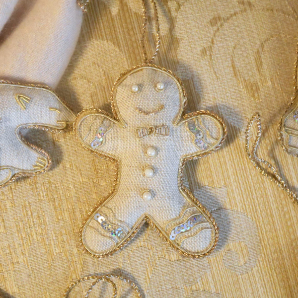 Luxury Irish Linen Gingerbread Man Christmas Decoration