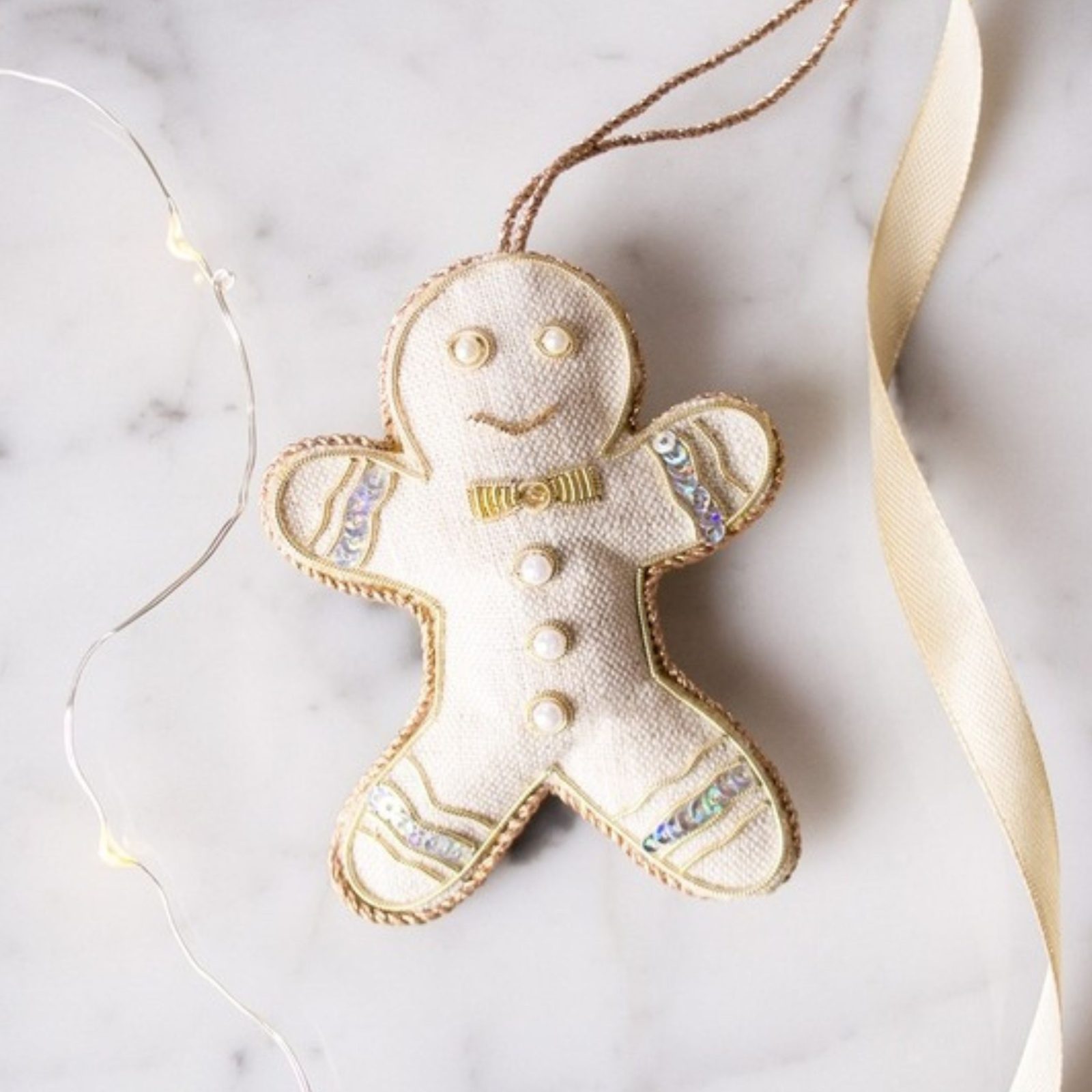 Luxury Irish Linen Gingerbread Man Christmas Decoration