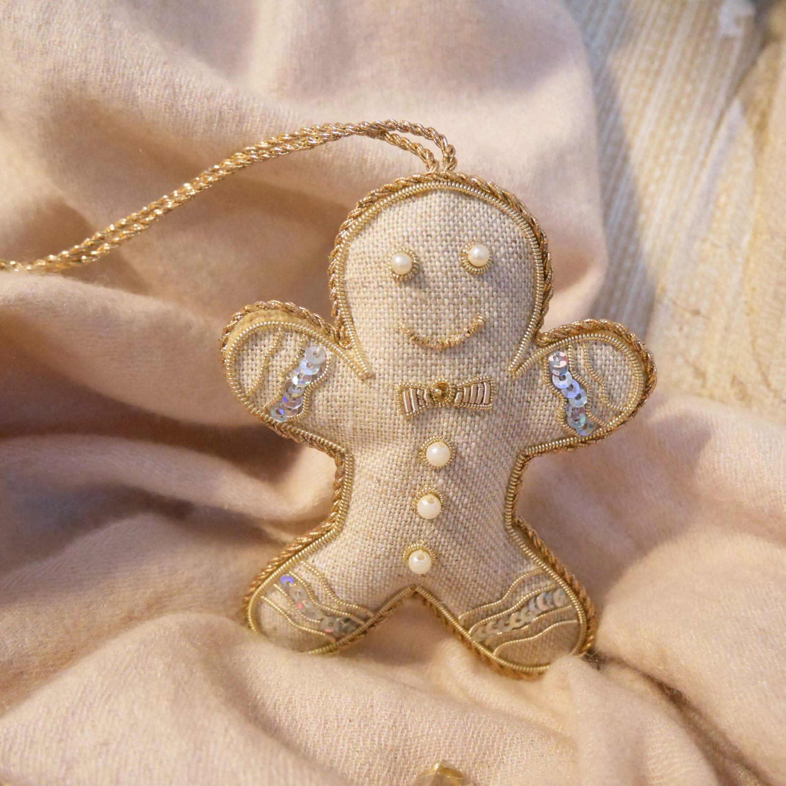 Luxury Irish Linen Gingerbread Man Christmas Decoration