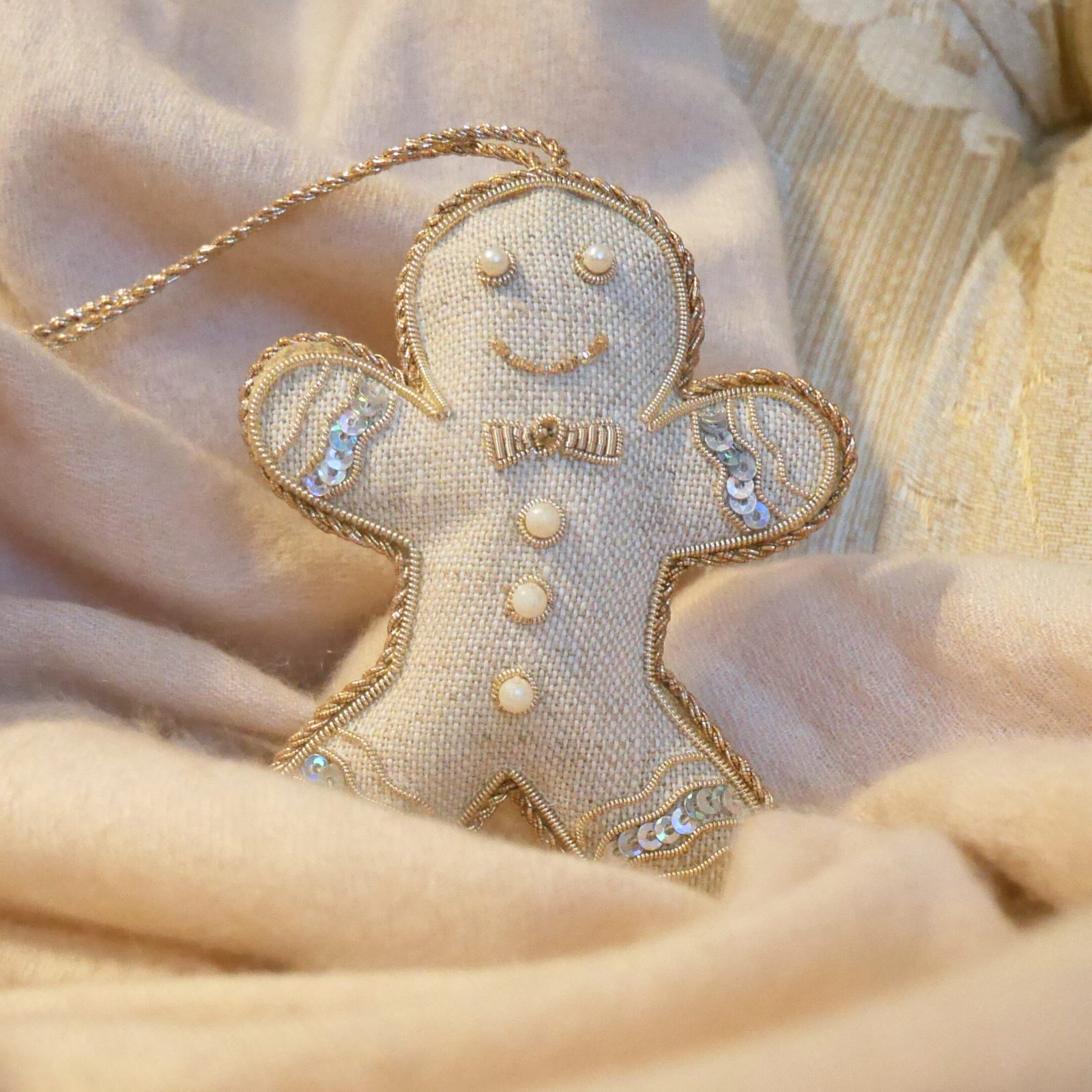 Luxury Irish Linen Gingerbread Man Christmas Decoration